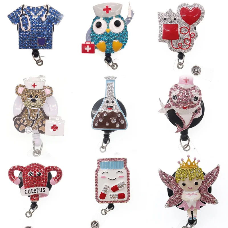 

10pcs/lot mix style cute Enamel Retractable new doctor medical tooth fairy ID Badge Holder/badge reel gift for nurse gift