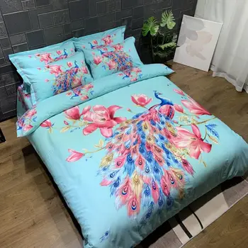 

Colorful peacock Bedding Set Christmas Bedding Fun enchanting Bed Set Couple Bed Linen Queen King Size Sheet cotton Duvet Cover