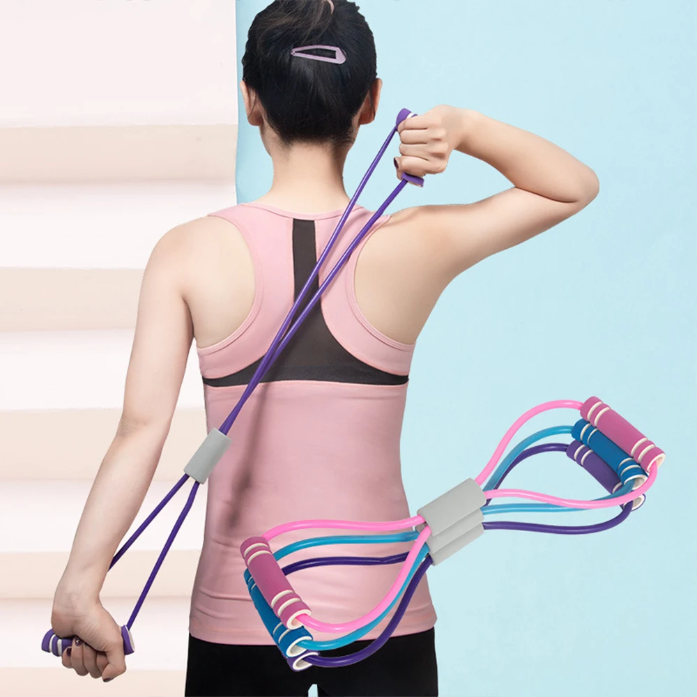 Gym 8 Word Elastic Band Chest Developer Rubber Expander Rope Sports Workout Resistance Bands Fitness Equipment Yoga Training |