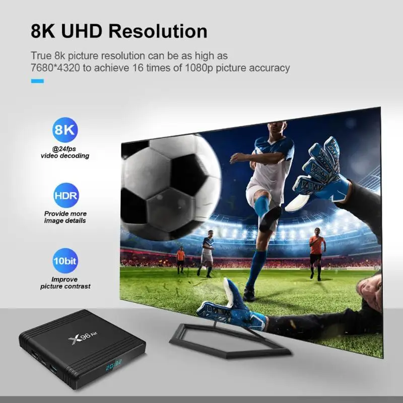 X96 Air Android 9,0 2G+ 16G S905X3 четырехъядерный BT 2,4G/5G WiFi 8K телеприставка