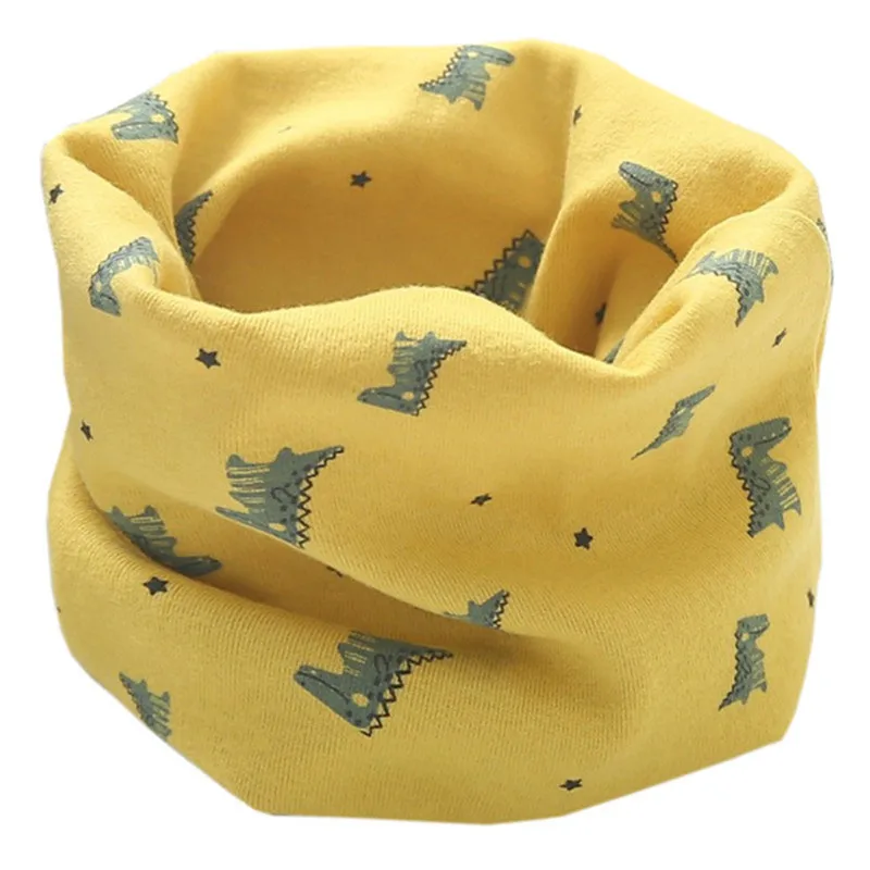 dinosaur yellow Весенне-осенний детский хлопковый плюшевый шарф, детский шарф для девочек, шарфы для мальчиков, детский воротник, детский волшебный шейный платок с круглым вырезом - Цвет: dinosaur yellow