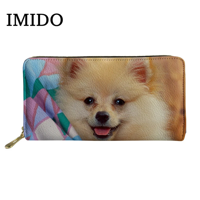 

IMIDO Papillon Dog 3D Print Wallet Luxury Women Waterproof Long PU Purse Wallet With Coin Pocket Student Wallet Portmonee Women