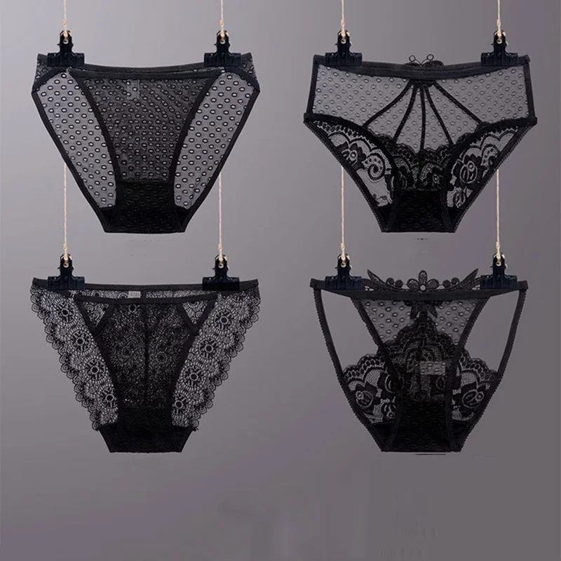 

2020 New Arrival Sexy Women's Panties Lace Female Lingerie Temptation Low Waist Underwear For Women Transparent Ladies Briefs