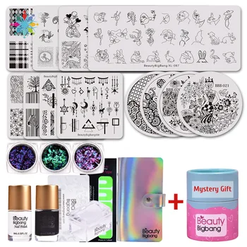 

12Pcs/Set BEAUTYBIGBANG Nail Art Stamp Template Image Plate Stamping Plates Nail Art Tools with Mystery Gift