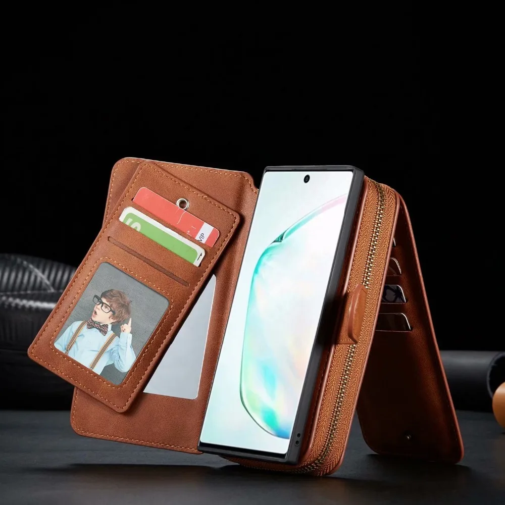 Для Note10 Pro BRG Многофункциональный на молнии Флип Бумажник из искусственной кожи чехол для SS Galaxy Note10 Pro 2 в 1 Сумочка леди пакет кошелек сумка
