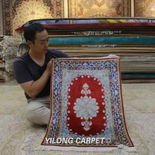 Yilong 2'x3' шелковый ковер в восточном стиле красный ручной работы изысканный персидский шелковый ковер(ZQG297A