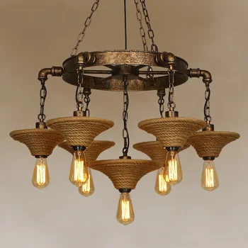 

Retro industry wind Cafe Bar clothing living room pendant lights iron nostalgic retro coffee restaurant 7heads Pendant lamps ZA