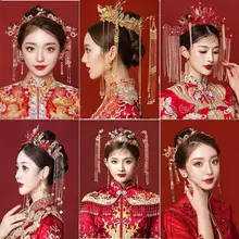 2020 Real Bridal Hats Headdress Bride 2021 New Dress Wedding Chinese Atmosphere Phoenix Crown Step Rocking Hair Ornament Fem