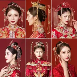 2020 Real Bridal Hats Headdress Bride 2021 New Dress Wedding Chinese Atmosphere Phoenix Crown Step Rocking Hair Ornament Fem