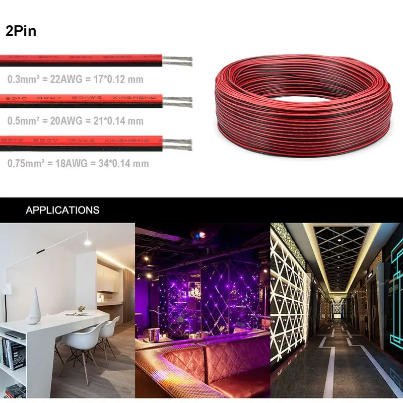 2 контактный светодиодный кабель 22AWG 20AWG 18AWG SM JST разъем Ядра Электрические медные