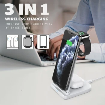 

3 In 1 Wireless Charger For Mobile Phone Apple Watch Wireless Charger Foldable Vertical Induction Phone Holders Bracket