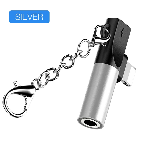 Silver ACCEZZ для iphone до 3,5 мм наушники 2 в 1 адаптер для iphone 7 8 Plus X XS MAX XR зарядка воспроизведение музыки Соединительный брелок - Цвет: Silver