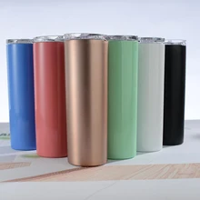 24 шт., 600 мл, 20 унций, нержавеющая сталь, тонкий стакан с вакуумной изоляцией, прямая Автомобильная чашка для пива, колы с крышками