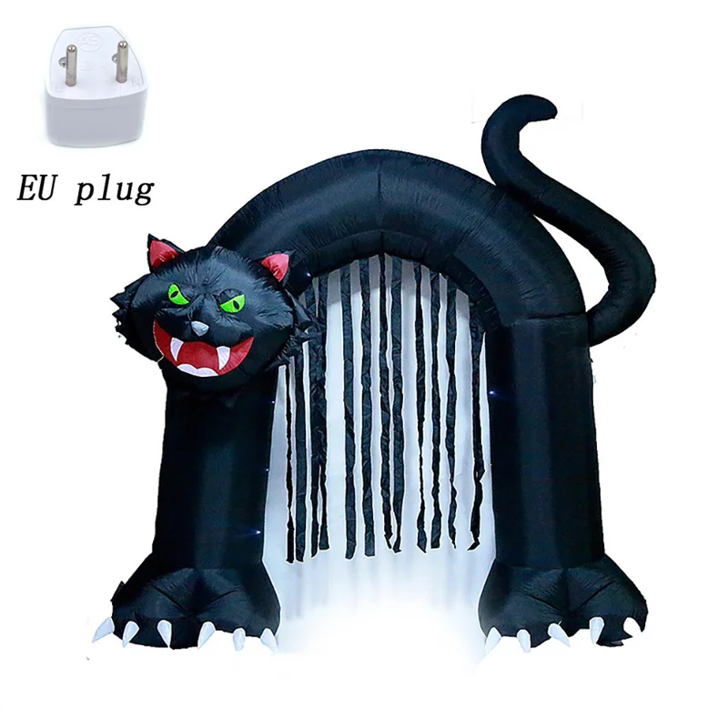 8 Foot High Airblown Halloween Archway Inflatable Black Cat Archway Outdoor Yard Decoration Christmas New Year Party Decor Props - Цвет: EU Plug