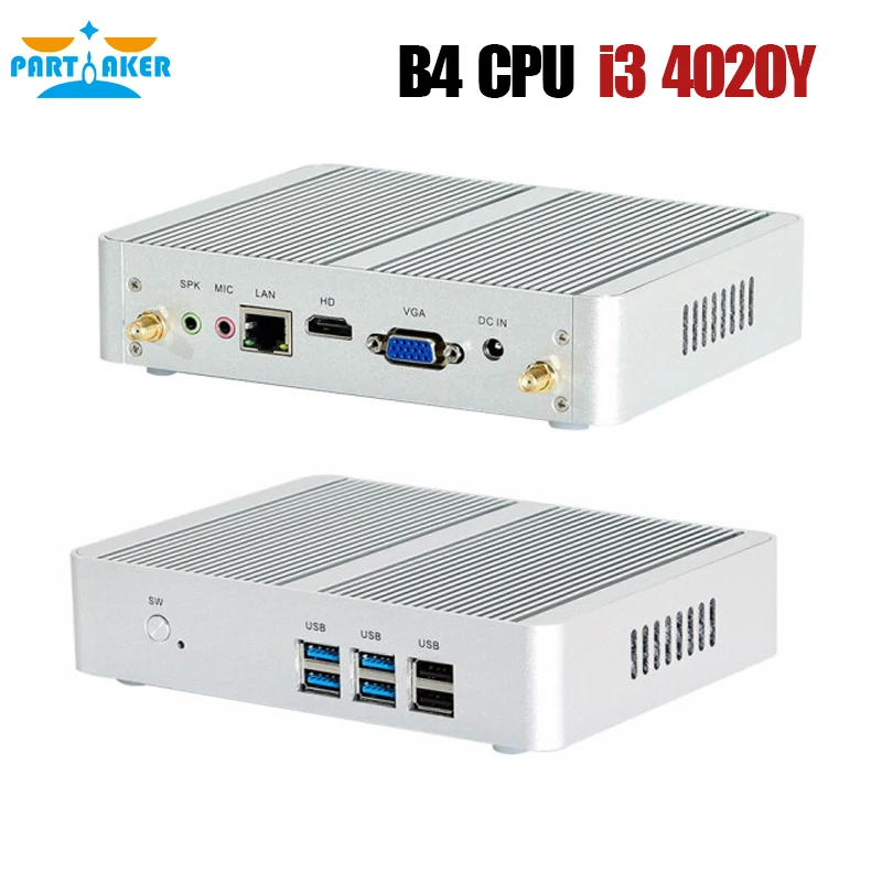 Cheap Fanless Mini PC Intel i3 7167U i5 4200Y Windows 10 Barebone System PC Unit Desktop Computer Linux HTPC VGA HDMI WiFi 6*USB