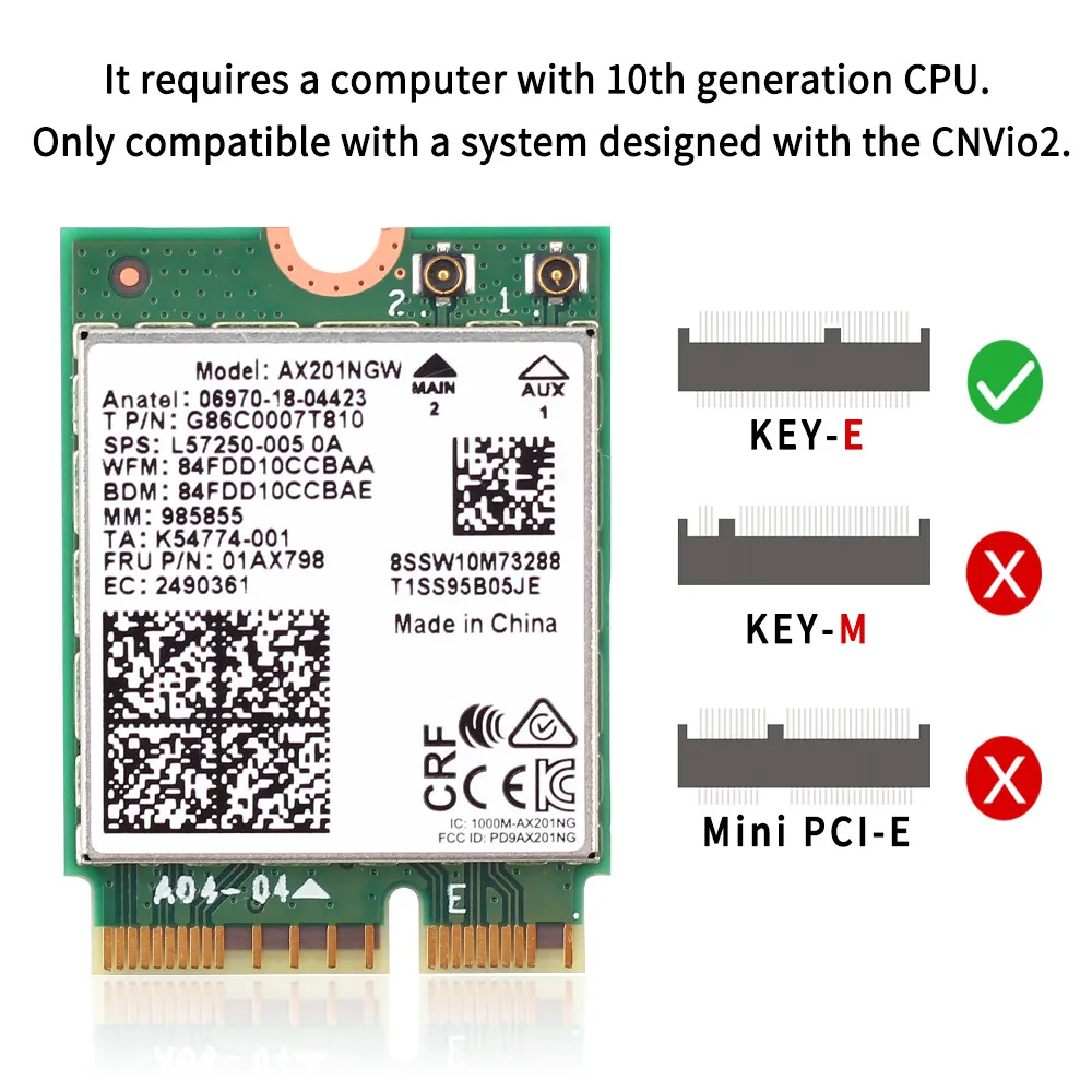 2 4 Гбит/с двухдиапазонный 802.11ax/ac Wi Fi 6 AX201 Bluetooth 5 0 беспроводной настольный адаптер