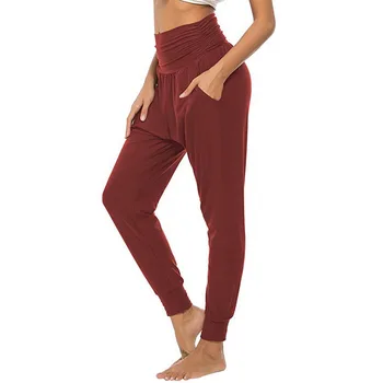 

WENYUJH 2020 Workout Out Women's Casual Solid Color Slim Hips Loose Pants Wide Leg Sports Pants Sexy High Waist Stretch Lady