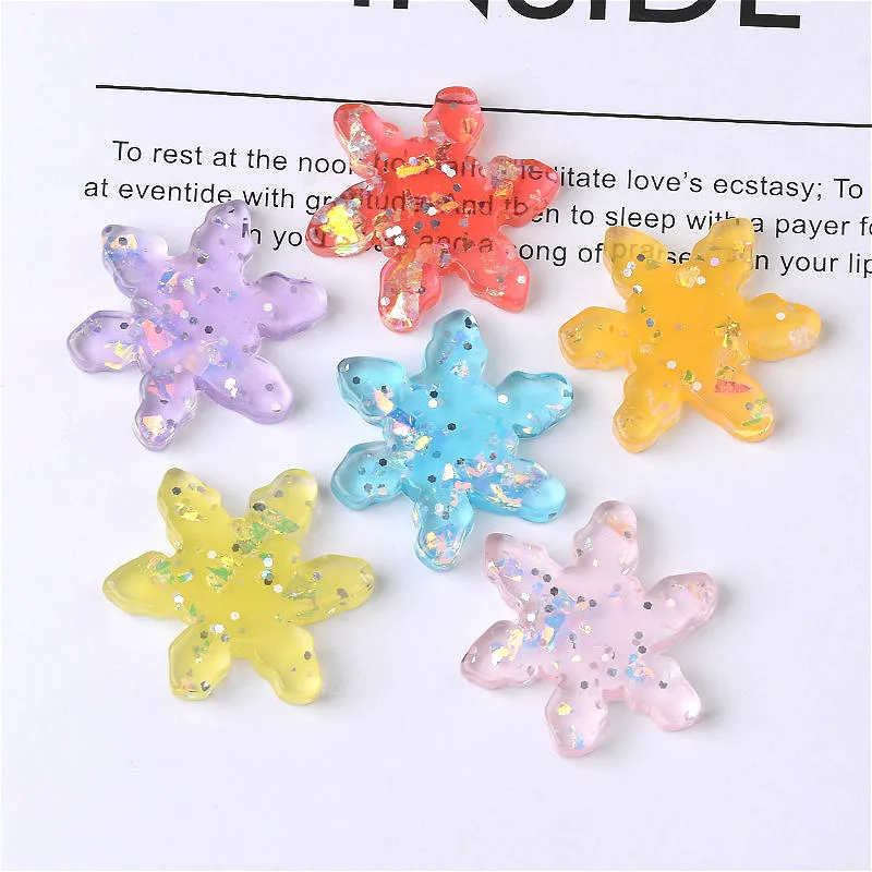 10 шт./лот блестящая Снежинка плоская задняя смола кабошон плоские изделия DIY