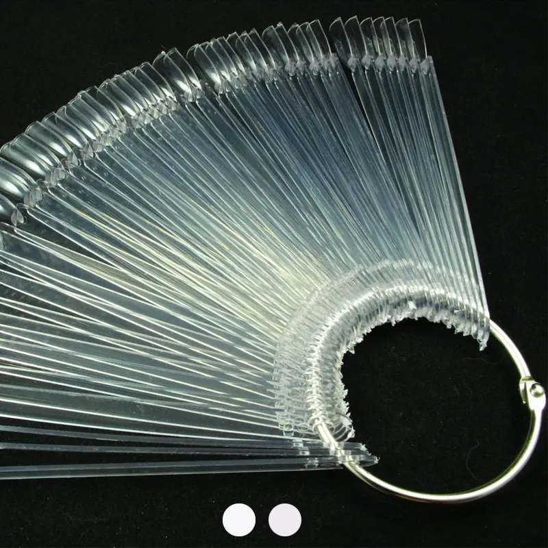 

High Quality 50Pcs Display Key Ring Nail Art Tips Pop Stick Fan Polish Practice Wheel Kit Wholesale