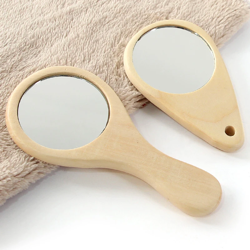 

Handmade Mini Wooden Mirror Travel Portable Small Mirror Simple Home Makeup Mirrors Girl Exquisite Small Gift Modern Minimalist