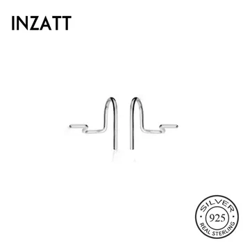 

INZATT Real 925 Sterling Silver Geometry Hoop Earrings For Fashion Woman Party Minimalist Fine Jewelry Accessories Gift