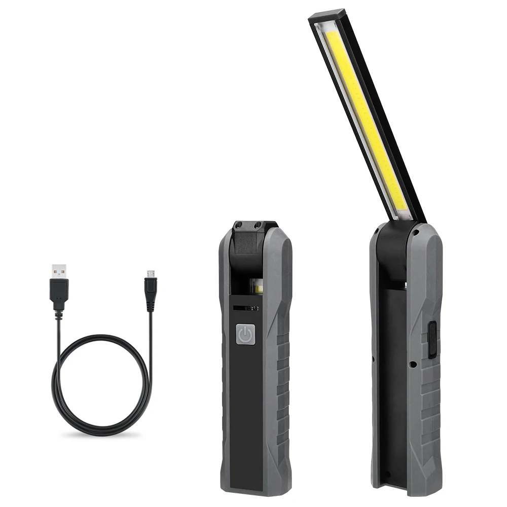 Перезаряжаемый портативный COB светодиодный флэш-светильник фонарь USB светодиодный рабочий светильник Магнитный COB Lanterna подвесной фонарь с крюком для наружного использования - Испускаемый цвет: Gray