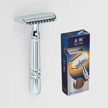 

2 Layer Female Alloy Handle Hand Razors Old Fashioned Razor Gift Box Package + Spare Blades + Shaving Foam Face-Care