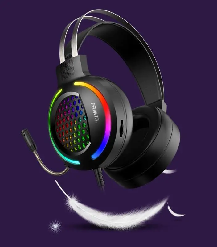 Head Mounted Gaming Earbuds Earphone Wired Gamer Headphone 7 1Surround Stereo Sound Headsets with Mic LED Light for PC