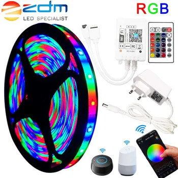 

5m 10m 15m WiFi LED Strip RGB Waterproof SMD 5050 2835 LED Light Strip DC12V Diode Flexible Ribbon WiFi Contoller+Adapter plug