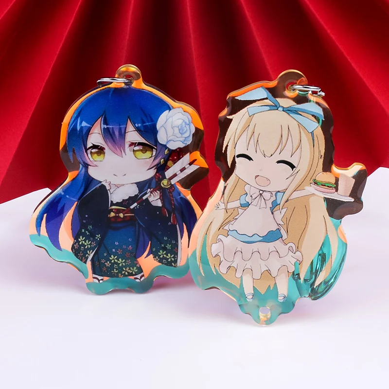 Wholesale VOGRACE cartoon anime custom acrylic rainbow keychain printing transparent plastic hologram keychains for promote | Украшения и