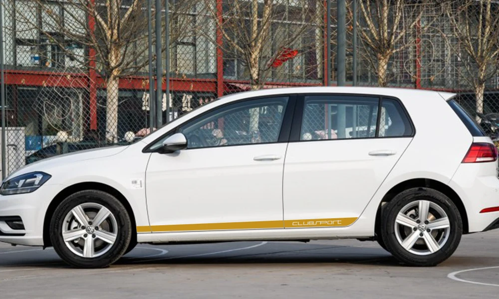 Автомобильная Боковая дверь виниловая клеящаяся пленка Авто длинные полосы наклейка для Volkswagen VW Golf 7 MK7 автостайлинг автомобильные принадлежности для тюнинга