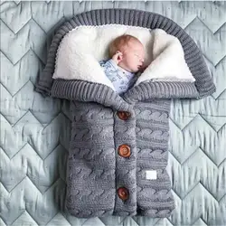 Детский спальный мешок Конверт зимний детский спальный мешок для коляски вязаный спальный мешок для новорожденных пеленать вязать шерсть
