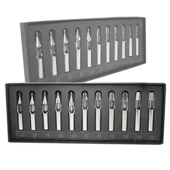 

11pcs stainless steel tattoo nozzle set flat round box mixed tattoo skills for tattoo needle machine grips