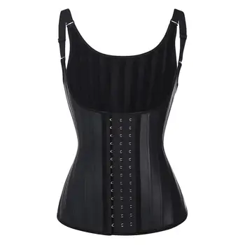 

25 Steel Boned Latex Waist Trainer Vest Black Slimming fajas Bodysuit Tummy Control waist cotrol shaper Gym Sport Sweat Tank