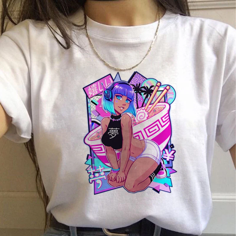 Vaporwave эстетическое 90s модные футболки для женщин Harajuku Ullzang футболки Графический Забавный мультфильм футболка Топ-безрукавка в уличном стиле женский