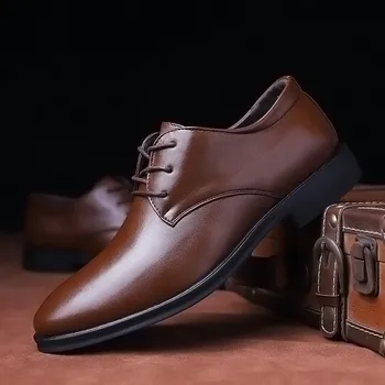 

Spring Brown Men's Dress Oxford Leather Fashion Luxury Formal Shoes Comfortable Classic Mens Designer Shoes Zapatos Hombre 2020
