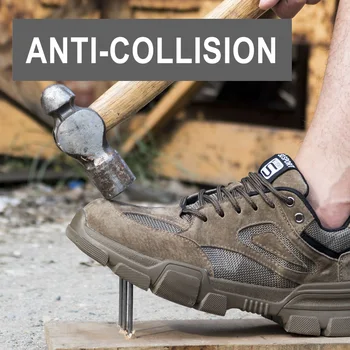 

Outdoor Indestructible Boots Steel Toe Cap Work Safety Shoes Puncture-Proof Boots Tactical Military Boots Mens Work Safty Shoes