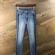 Новинка, зимние женские джинсы с бахромой, разноцветные брюки, 1207