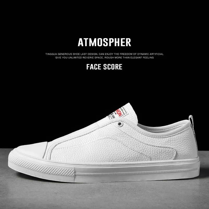 

New Trend Young Casual Men Shoe Black Slip-on Sneakers For Men Luxury Brand Men Leather Shoes Autumn 2020 Men Designer Sneakers