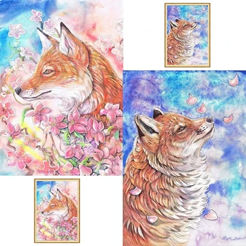 

Fox Cherry Blossoms Photo Wallpaper Full Display Animal Diamond Painting Diamond Embroidery Rhinestone Picture New