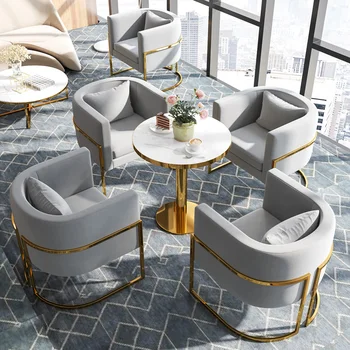 

Simple Fabric Sofa Chair Negotiation Dining Room Chair Office Reception Room Single Sofa Wrought Iron Customized Makeup Chair