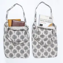 1 шт., хлопковая Холщовая Сумка ручной работы с цветочным рисунком, Складная Большая вместительная многоразовая сумка на плечо, сумка-тоут, Экологичная сумка для покупок