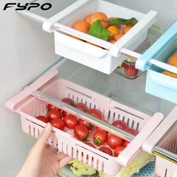 

Fypo Adjustable Stretchable Refrigerator Organizer Drawer Basket Refrigerator Pull-out Drawers Fresh Spacer Layer Storage Rack