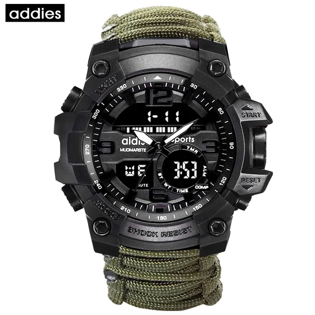 ADDIES Men Sports Watch Compass Multifunctional Waterproof Watch Outdoor Military LED Digital Army Watches relogio masculino 1