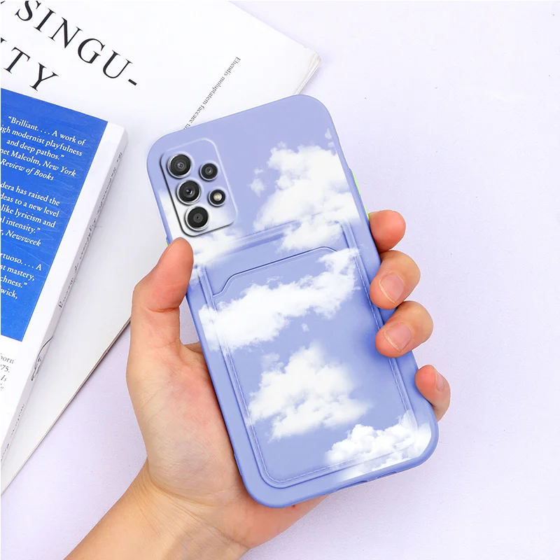 For Samsung A52 Case Soft TPU Silicone Wallet Card Holder Back Cover For Samsung Galaxy A 52 a52 4G 5G Flower Shell Fundas Couqe silicone case samsung