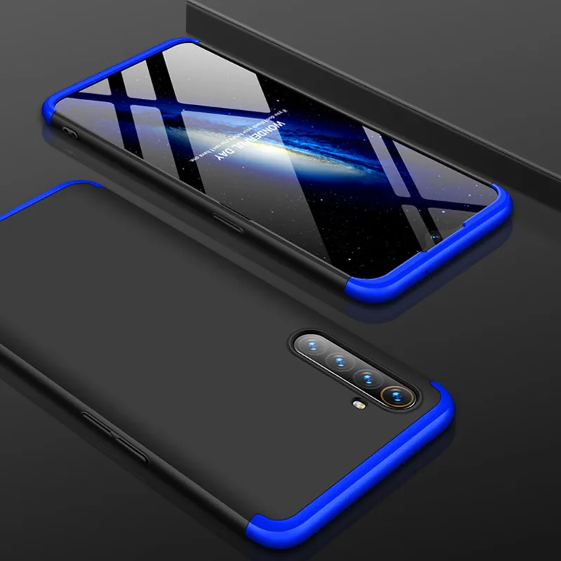 Oppo Realme XT чехол RealmeX2 360 градусов полное покрытие защищенный Матовый Жесткий чехол для Oppo Real Me XT X2 Противоударная Защитная крышка - Цвет: Black and Blue