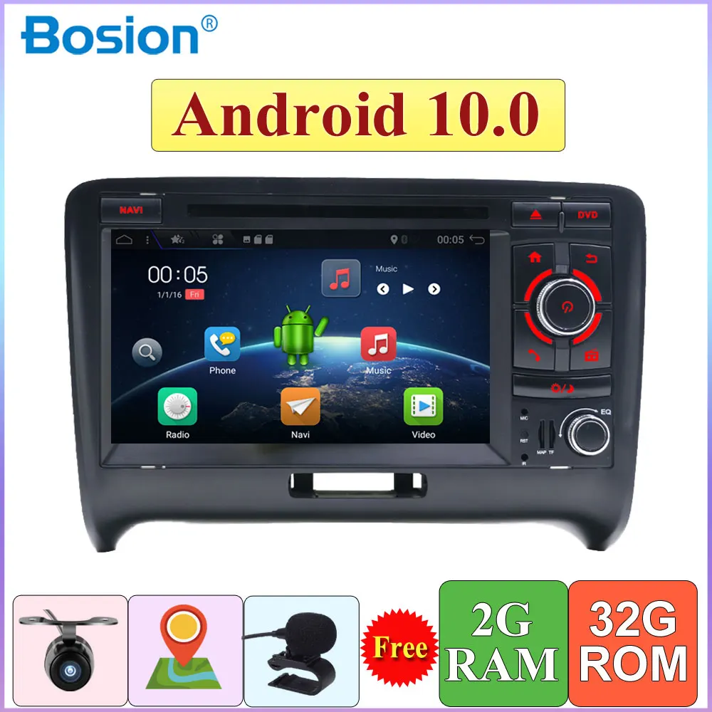 Автомагнитола на Android 10 0 для Audi TT MK2 2006-2012 автомобильный DVD CD плеер 2 Гб + 32 ГБ Bluetooth