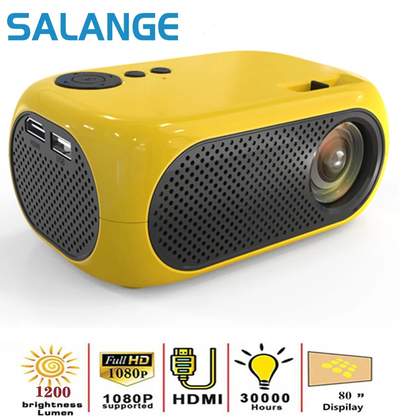 

Salange MINI Projector M24 1200 Lumens 640*480P Support Full HD 1080P Portable Beamer LED Video Smartphone Home Theater