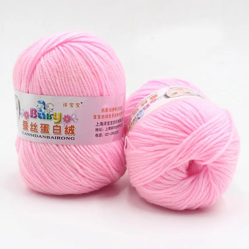 Розовый Pure Worsted Warm Silk Wool Cashmere Fibe Baby Skein Knitting Woolen Yarn 50g - Цвет: Розовый