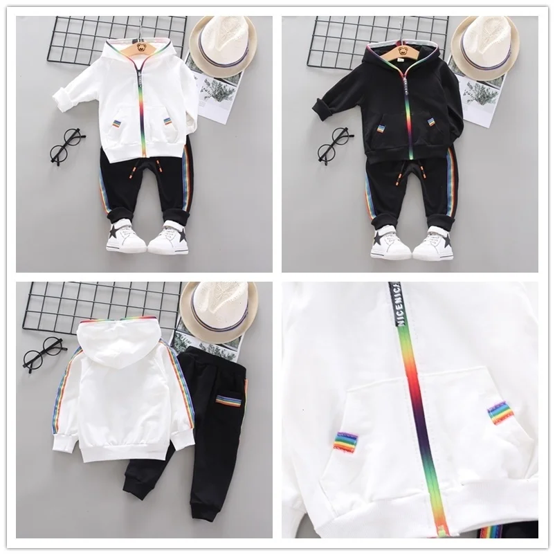 Fashion Spring Autumn Baby Girl Clothes Children Boys Casual Letter Jacket Pants 2Pcs/set Toddler Cotton Costume Kids Tracksuits